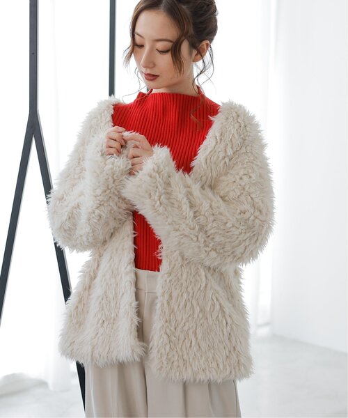 「frames RAY CASSIN」 ノーカラージャケット FREE グレイッシュベージュ レディースの画像6