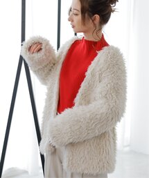 「frames RAY CASSIN」 ノーカラージャケット FREE グレイッシュベージュ レディースの画像8