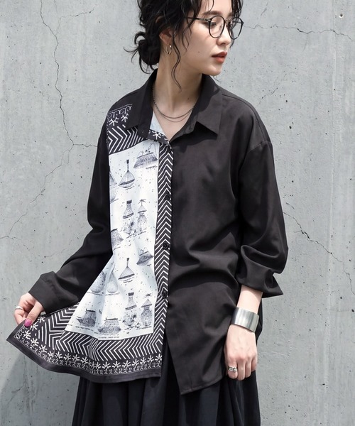 antiqua  切り替えおしゃれシャツ 楽天市場】切り替えシャツ シャツ レディース トップス 長袖 送料無料