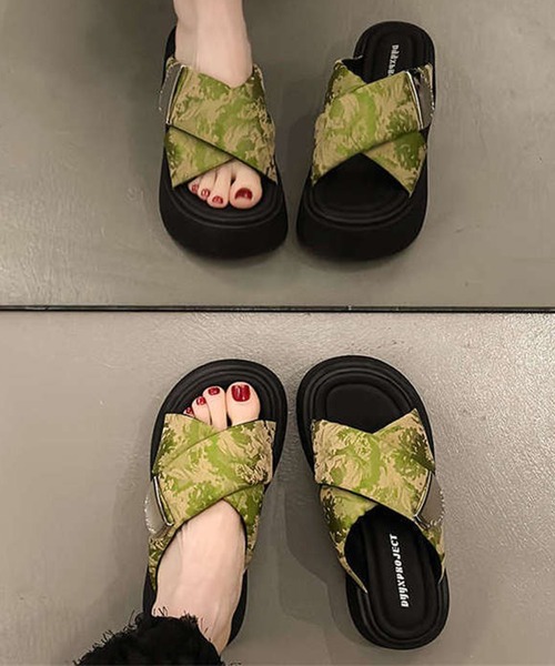 c.u.l サンダル 厚底 クロスストラップ ボリュームソール サンダル