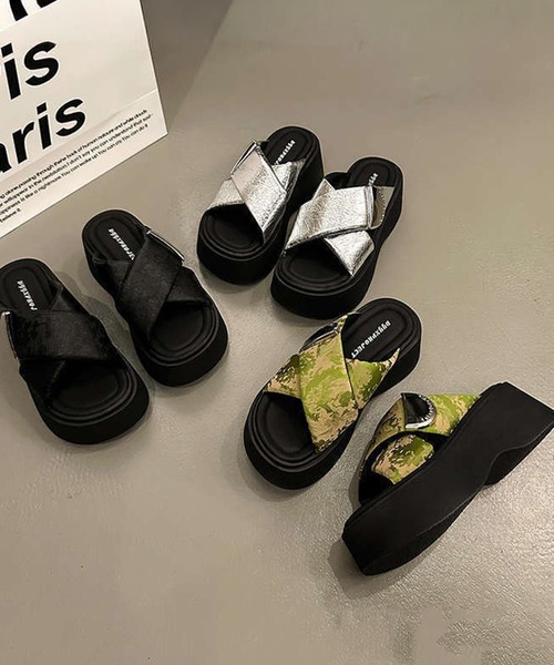 colehaan シルバー クロスストラップ 厚底サンダル ダブリュー W クロスストラップ厚底サンダル （パープル