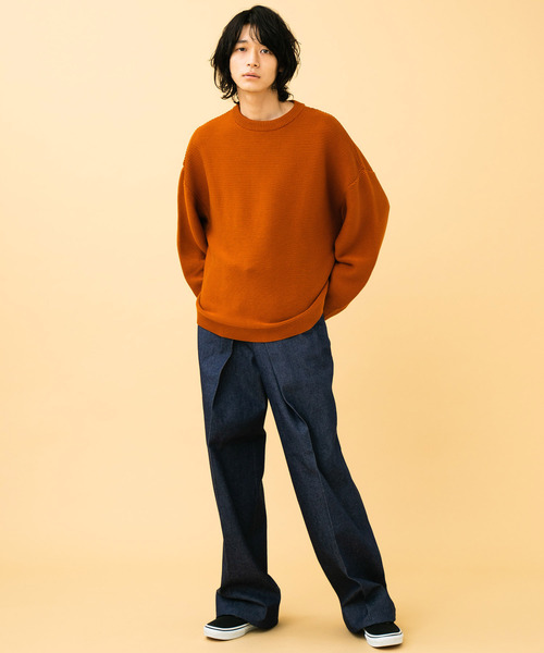「STUDIOUS」 長袖ニット 2 ベージュ メンズ_画像4