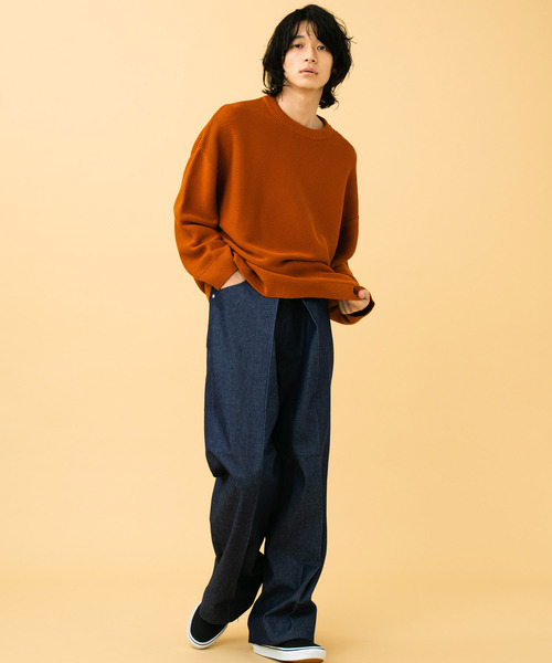 「STUDIOUS」 長袖ニット 2 ベージュ メンズ_画像8