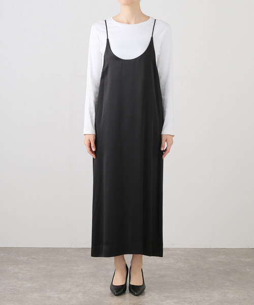 plage プラージュ 新品 未使用 黒 サテンナロースカート 38 日本製 plage（プラージュ） サロペットスカート 38 ブラック レディース