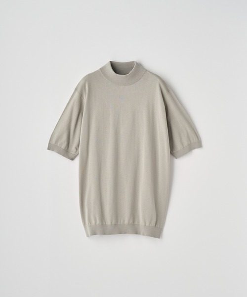 セーター ニット モックネック半袖コットンニットＴシャツ メンズの画像