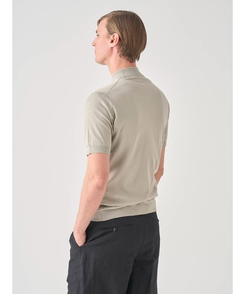 セーター ニット モックネック半袖コットンニットＴシャツ メンズの画像