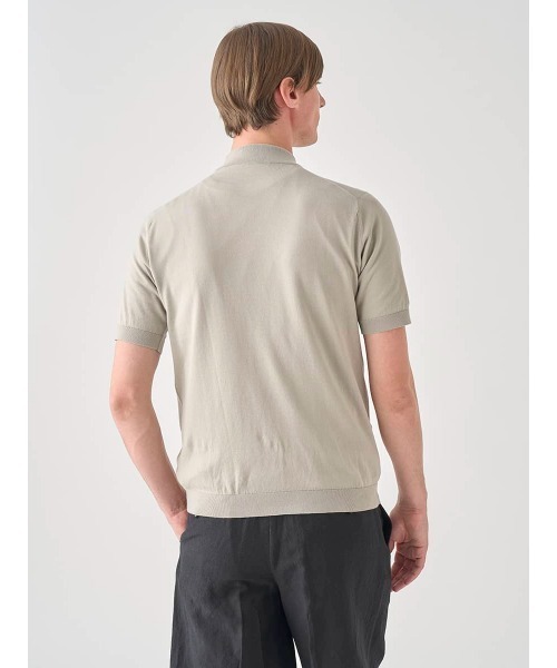 セーター ニット モックネック半袖コットンニットＴシャツ メンズの画像