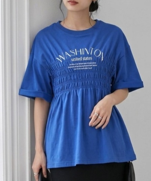 RANAN（ラナン） tシャツ 半袖 シャーリングロゴペプラムTシャツ「遮熱