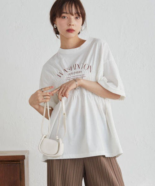 RANAN（ラナン） tシャツ 半袖 シャーリングロゴペプラムTシャツ「遮熱