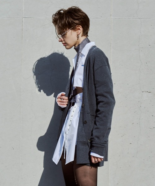 専用　CITY SHOP 美品 O オー OVER オーバーカーディガン グレー JOSE MOON（ジョゼムーン） カーディガン PLATE VNECK OVER CARDIGAN