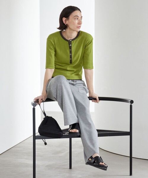 H BEAUTY&amp;YOUTHヘンリーネックリブニットソー A BEAUTY&YOUTH UNITED ARROWS｜【WEB限定】ランダムリブ ヘンリーネック