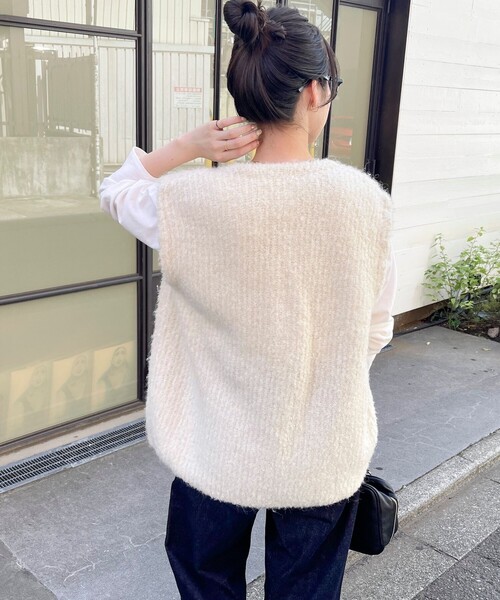 「fredy emue」 ニットベスト 38 アイボリー レディース_画像9