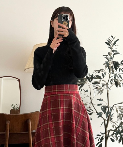 「DEICY」 ニットスカート 0 レッド レディース_画像6
