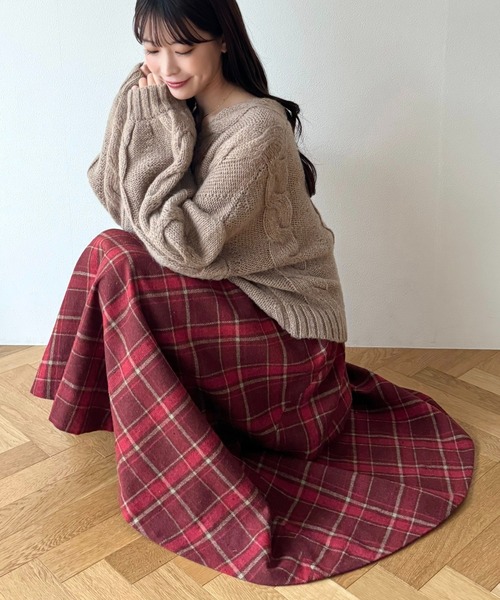 「DEICY」 ニットスカート 0 レッド レディース_画像9