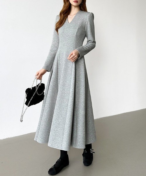 「COCOMOMO」 長袖ワンピース M グレー レディース_画像4
