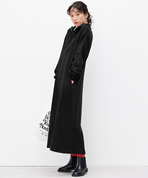 「Live in comfort」 長袖ワンピース LARGE ブラック レディース_画像6