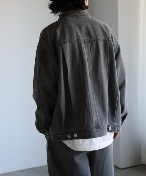 「CREARE -LINO-」 デニムジャケット L チャコールグレー メンズ_画像4