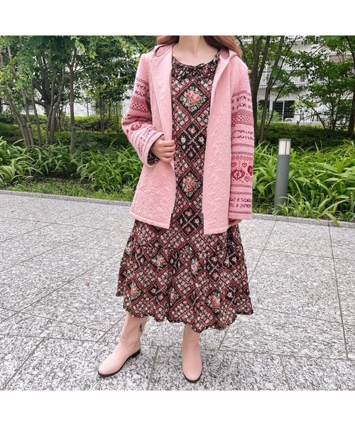 「PINK HOUSE」 長袖ワンピース フリー ブルー レディース_画像2