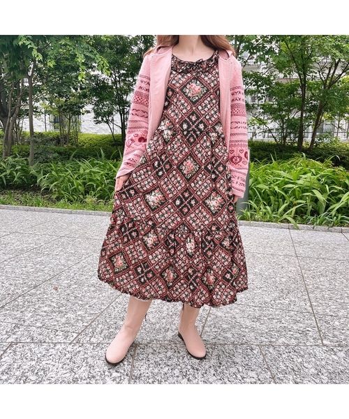 「PINK HOUSE」 長袖ワンピース フリー ブルー レディース_画像3