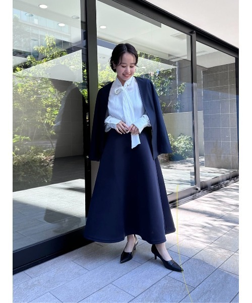「ur's」 フレアスカート L ネイビー レディース_画像5