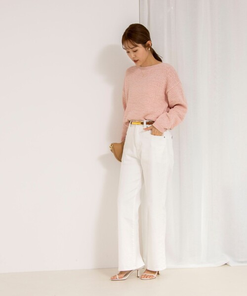 「Rie Miller」 デニムパンツ S ホワイト レディース_画像4