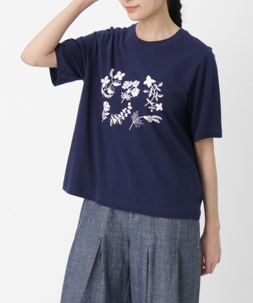 tシャツ 半袖 30／−天竺ニードルタッチフラワー発泡プリントTシャツ レディース | SUPER HAKKA | 03
