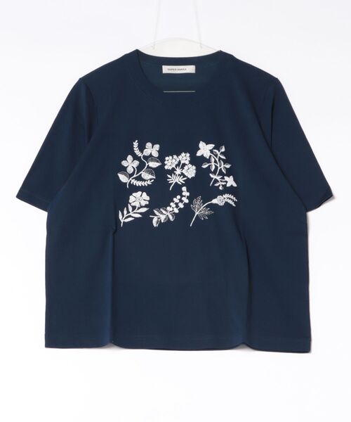 tシャツ 半袖 30／−天竺ニードルタッチフラワー発泡プリントTシャツ レディース | SUPER HAKKA | 08