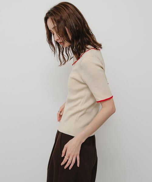 【新品未使用】H BEAUTY＆YOUTH☆ハーフジップニットポロ☆M☆ベージュ SENSE OF PLACE by URBAN RESEARCH ニット セーター 「洗濯可」ハーフ