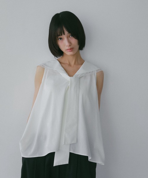 T-mat masaki Paris ストライプ フリル アシメデザインブラウス フリル 