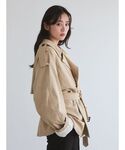 トレンチコート コート エコスエードショートレ...の詳細画像5