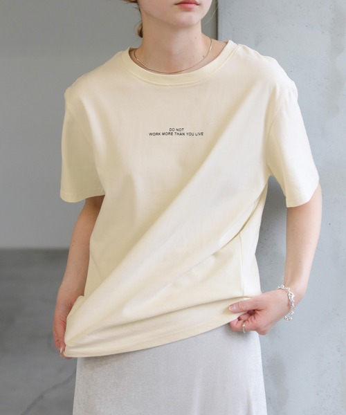 H546 新品未使用 タグ付き F ベロア ロゴプリント Tシャツ レディース select MOCA tシャツ 「選べる着丈」フロントロゴプリントT