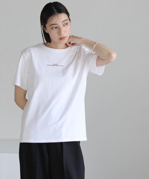 ホワイト Tシャツ フロントロゴ select MOCA（セレクトモカ） tシャツ 「選べる着丈」フロントロゴ