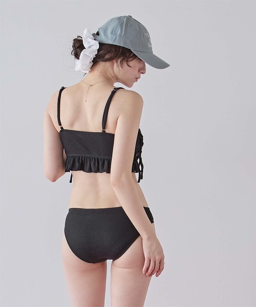 新品to the sea 水着 コットンレースビキニ　ブラック SEA DRESS（シードレス） 水着 Vネックシンプルデザインビキニ/水着