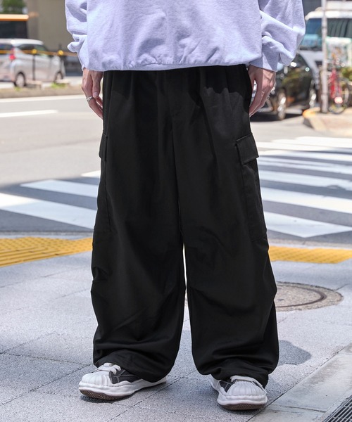 MONO-MART カーゴパンツ ワイドテーパード 裾ドローコード