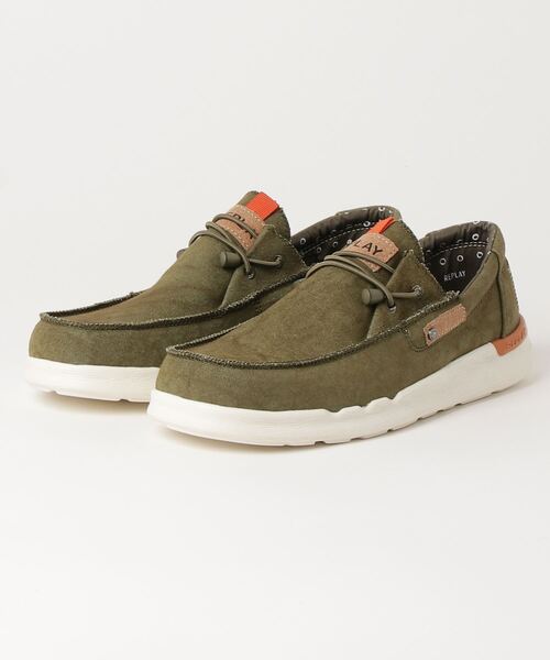 REPLAY デッキシューズ キャンバスライトモカシン メンズ : ZOZOTOWN