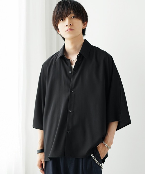 MASAKI MATSUSHIMA ブラック 半袖シャツ サイズ2 デザイン MinoriTY（マイノリティ） シャツ 半袖 「MinoriTY」とろみ素材