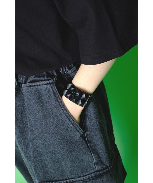 ankoROCK バングル an meets zakka マットブラック2連スタッズレザー