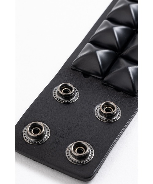 バングル an meets zakka マットブラック2連スタッズレザーバングル