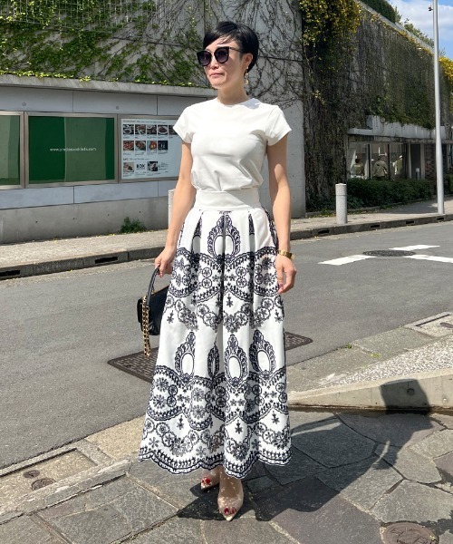 刺繍入りホワイトロングスカート LOSUCA スカート ドット刺繍ロングスカート : ZOZOTOWN Yahoo!店