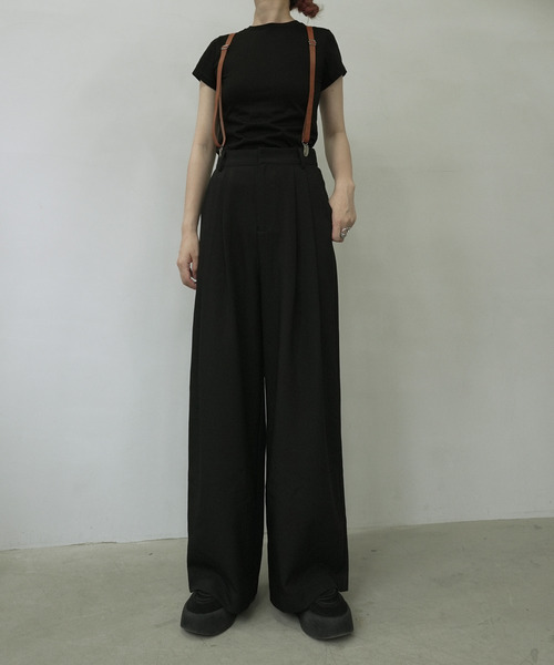 c.u.l サスペンダー レザーライク シンプルデザイン サスペンダー