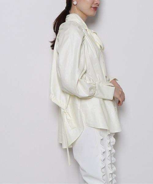 Re.Verofonna ブラウス シャツ ボウタイ付ギャザーブラウス レディース  