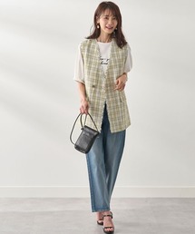 ベスト ジレ ラメファンシーツイード ショートジレ レディース ラメ ファンシー ツイード ショート ジレ