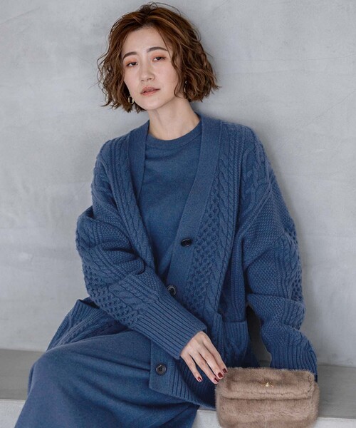23区 カーディガン 「杏さん着用/洗える」ウールカシミヤ アラン