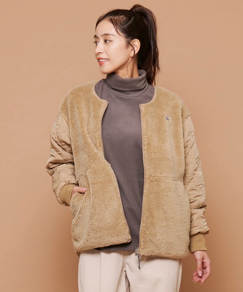アーノルドパーマー　キルティング　ボア　リバーシブルジャケットノーカラー リバーシブル アンブレラキルト×ボアJKT【キッズ】（その他の