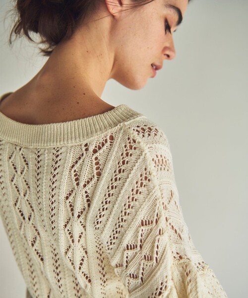 GRACE CONTINENTAL ニット セーター レース編ルーズニットトップ