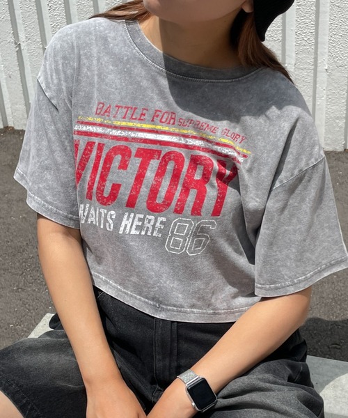 日本未入荷 CHUU★ヴィンテージウォッシュロゴTシャツ WEGO tシャツ WEGO/ヴィンテージウォッシュショートT レディース