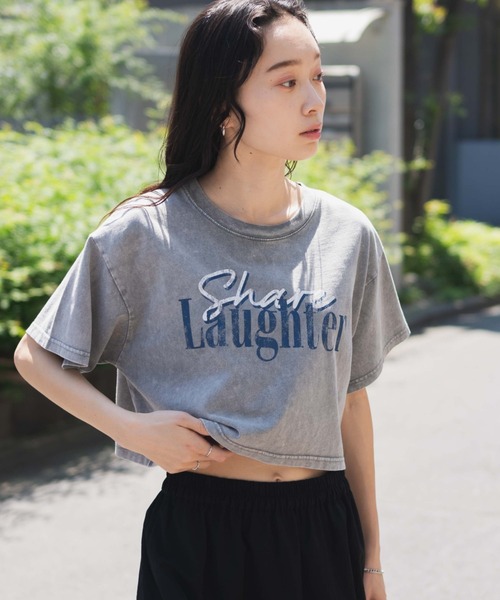 日本未入荷 CHUU★ヴィンテージウォッシュロゴTシャツ WEGO tシャツ WEGO/ヴィンテージウォッシュショートT レディース