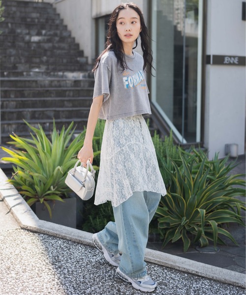 日本未入荷 CHUU★ヴィンテージウォッシュロゴTシャツ WEGO tシャツ WEGO/ヴィンテージウォッシュショートT レディース