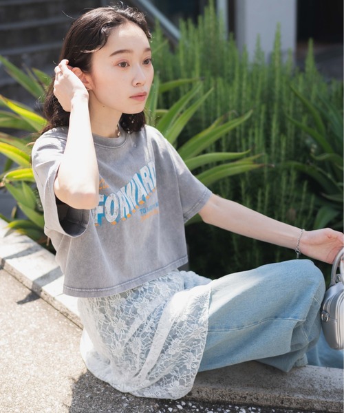 日本未入荷 CHUU★ヴィンテージウォッシュロゴTシャツ WEGO tシャツ WEGO/ヴィンテージウォッシュショートT レディース