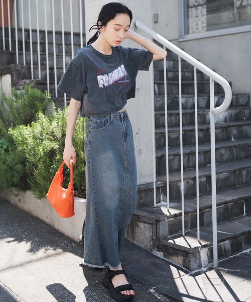日本未入荷 CHUU★ヴィンテージウォッシュロゴTシャツ AZUL BY MOUSSY | ロゴスウィッチングビッグTシャツ (Tシャツ